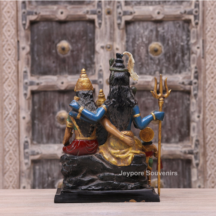 Handcrafted Brass Multicolor Shiva Parivar Statue with Ganesh &amp; Kartikeya