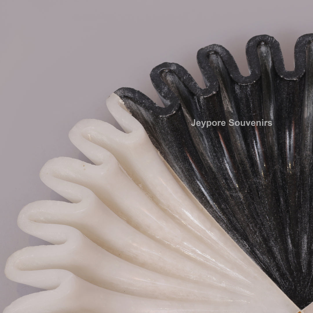 Handcrafted Tri-Color Ruffled Marble Decorative Bowl
