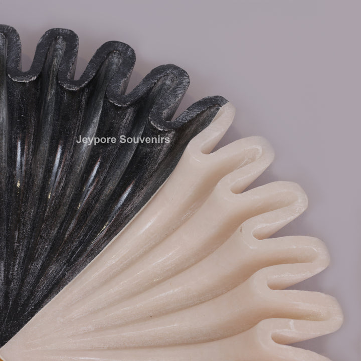 Handcrafted Tri-Color Ruffled Marble Decorative Bowl