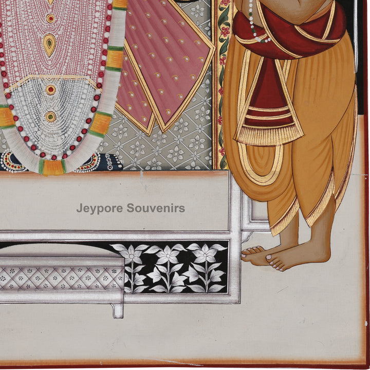Hand-Painted Shrinathji with Sevaks – Pichwai