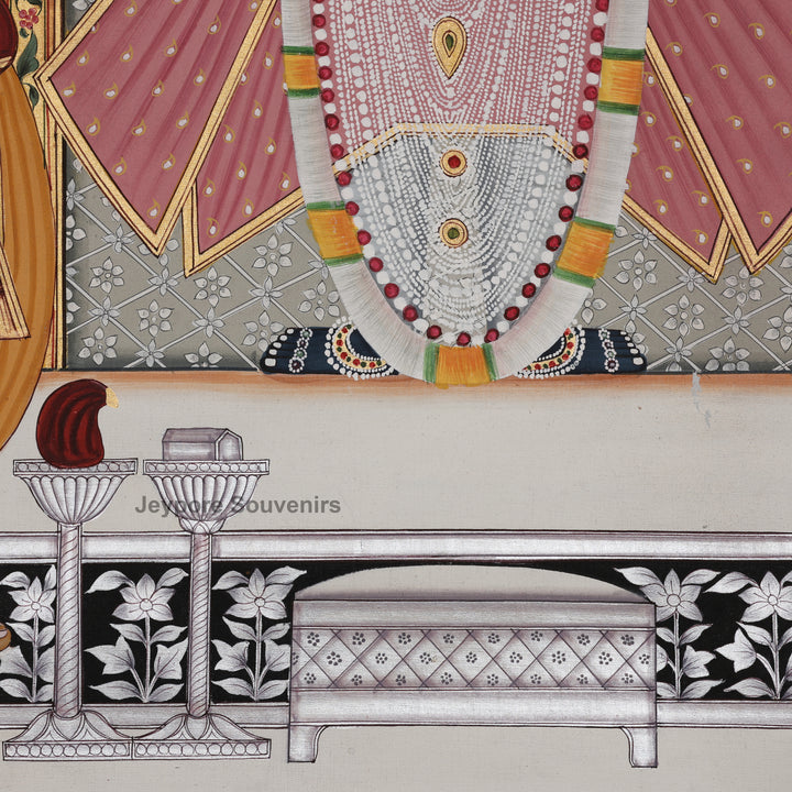 Hand-Painted Shrinathji with Sevaks – Pichwai