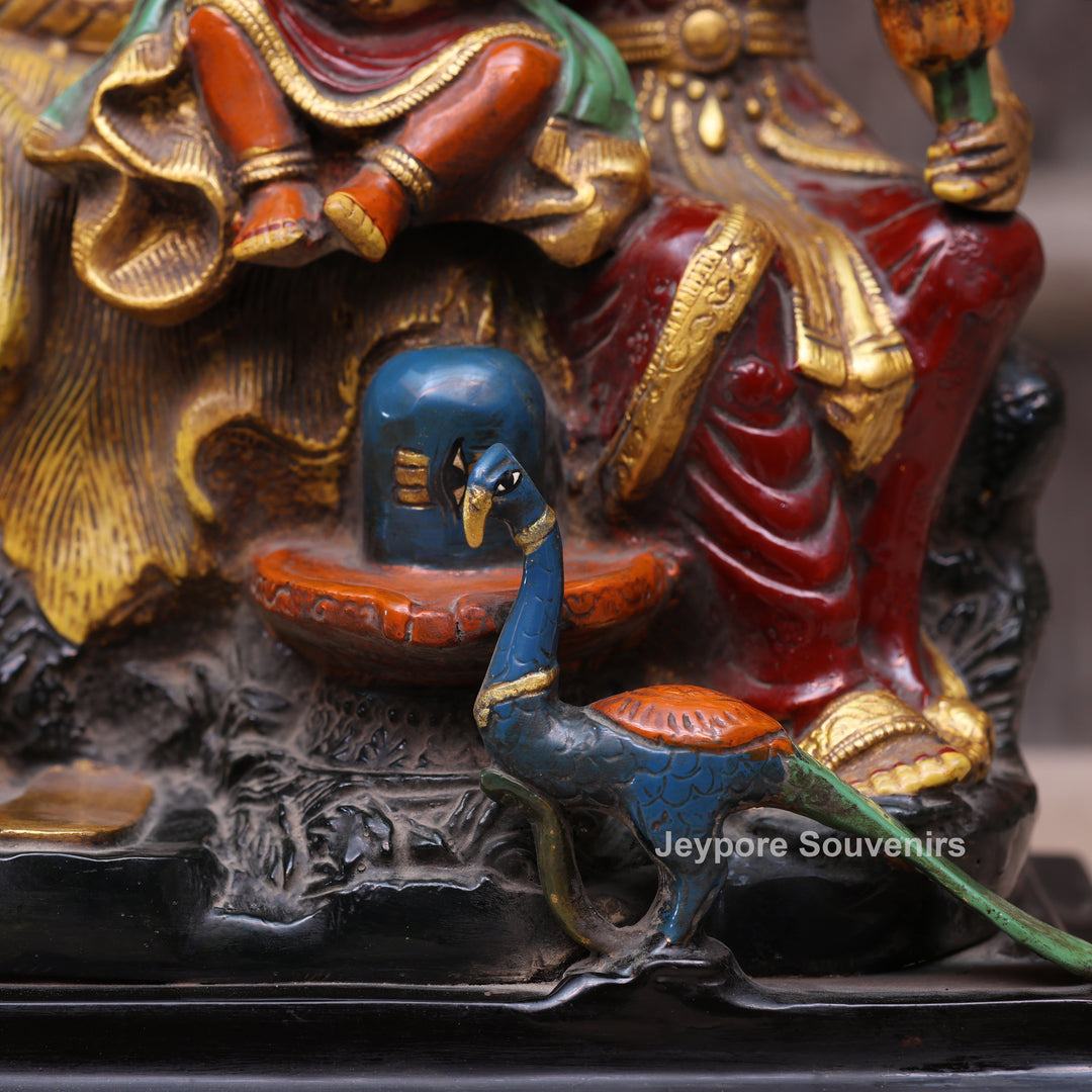 Handcrafted Brass Multicolor Shiva Parivar Statue with Ganesh &amp; Kartikeya