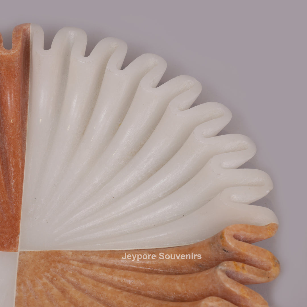 Handcrafted Dual-Tone Ruffled Marble Decorative Bowl