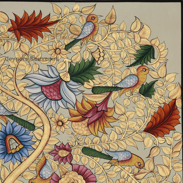 Hand-Painted Tree of Life  with Birds &amp; Peacocks – Pichwai