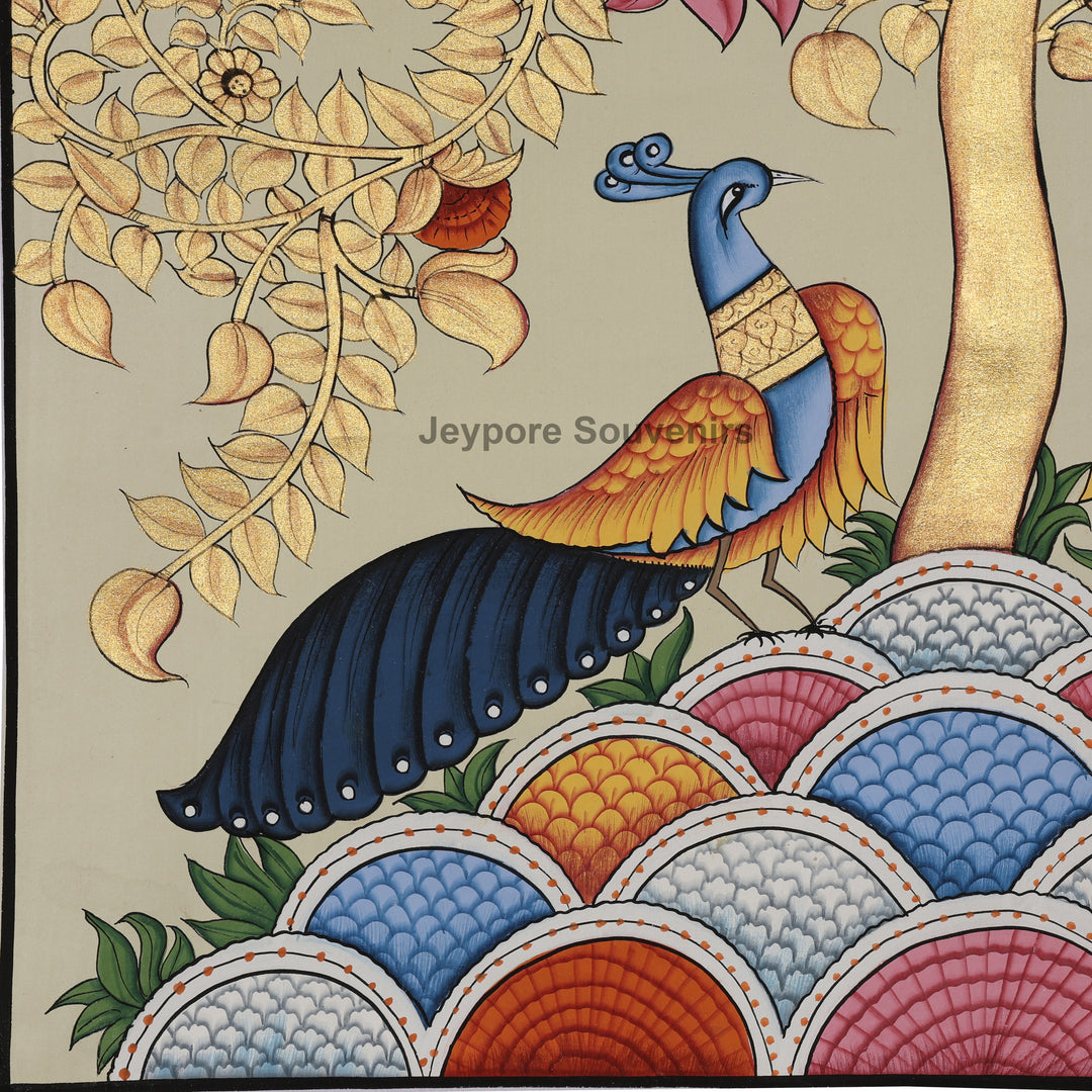 Hand-Painted Tree of Life  with Birds &amp; Peacocks – Pichwai