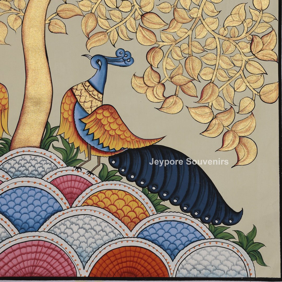 Hand-Painted Tree of Life  with Birds &amp; Peacocks – Pichwai