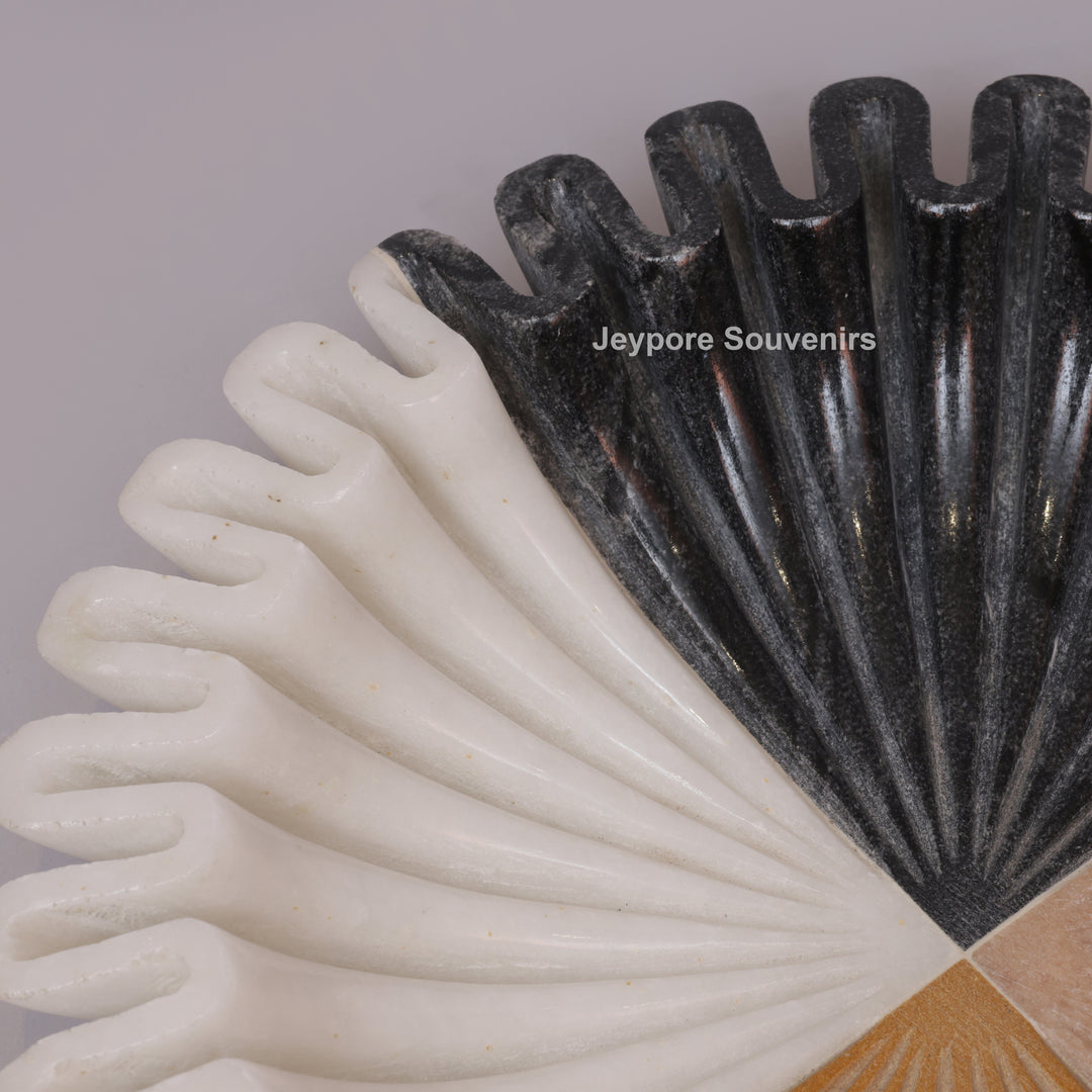 Handcrafted Multi-Color Ruffled Marble Decorative Bowl