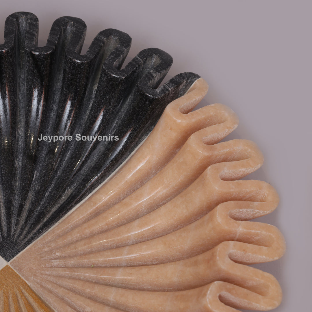 Handcrafted Multi-Color Ruffled Marble Decorative Bowl