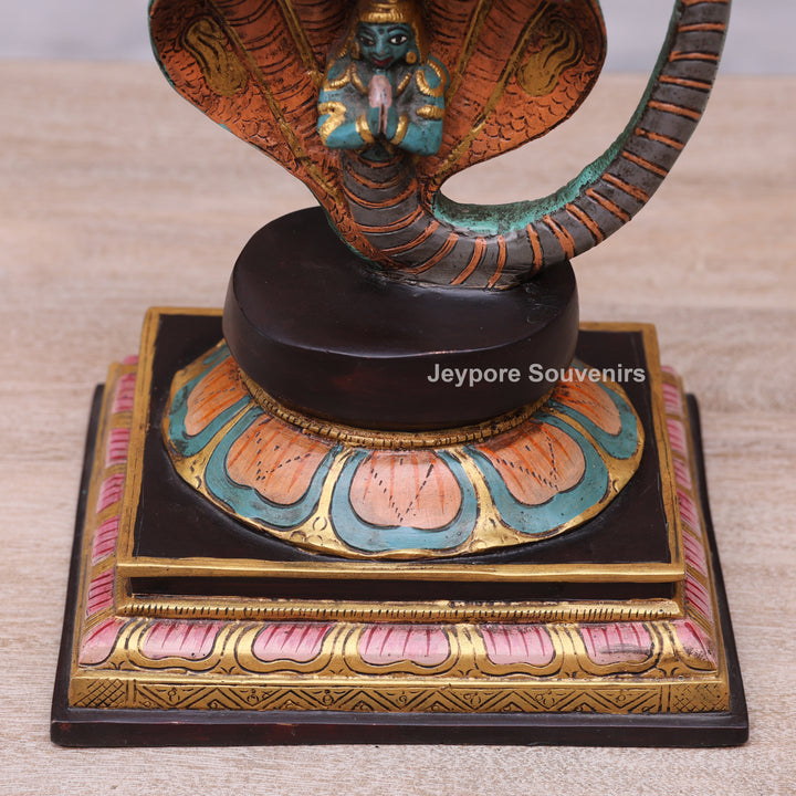 Handcrafted Brass Lord Krishna Dancing on Kaliya Serpent Statue