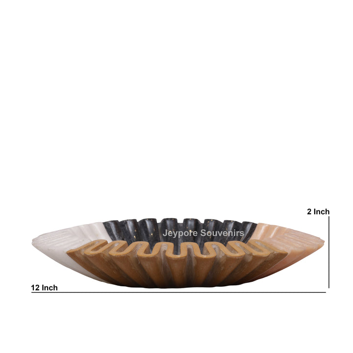 Handcrafted Multi-Color Ruffled Marble Decorative Bowl