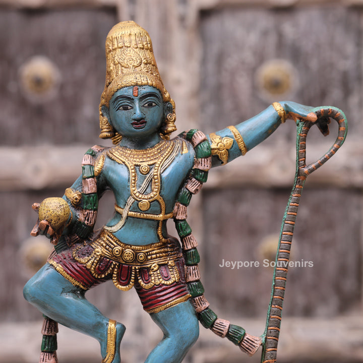 Handcrafted Brass Lord Krishna Dancing on Kaliya Serpent Statue