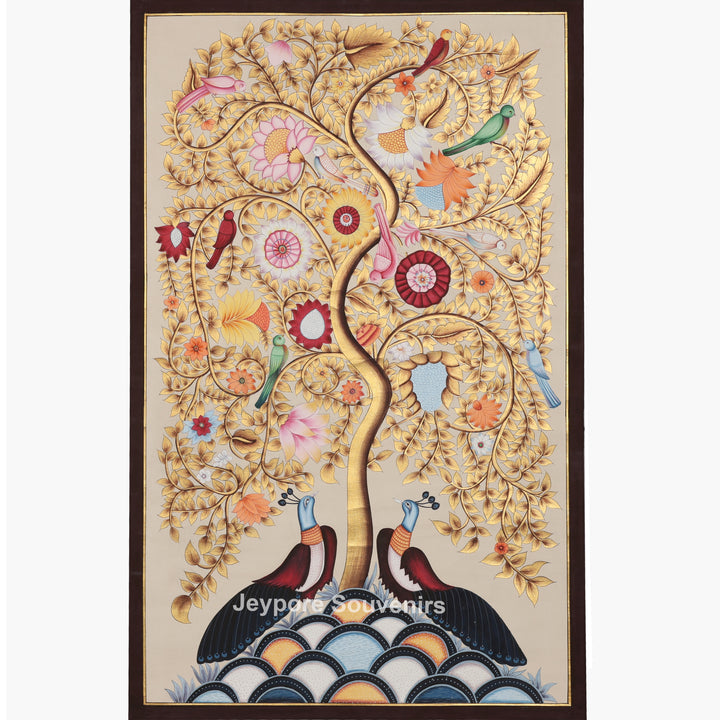 Tree of Life Featuring Birds and Peacocks - Painting