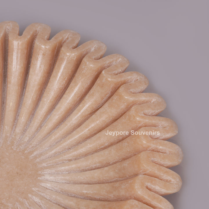 Handcrafted Peach Fluted Marble Ruffle Decorative Bowl