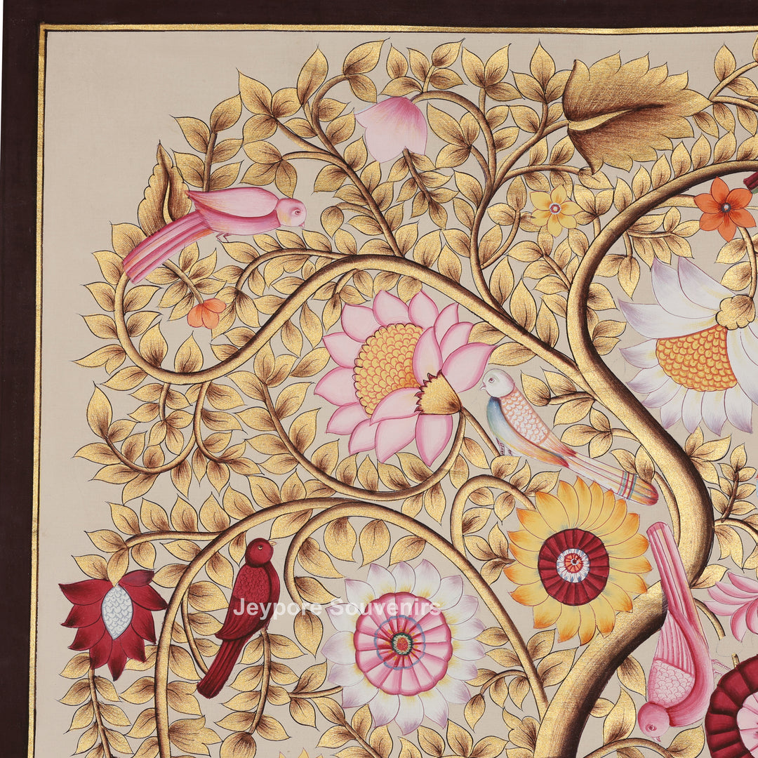Tree of Life Featuring Birds and Peacocks - Painting