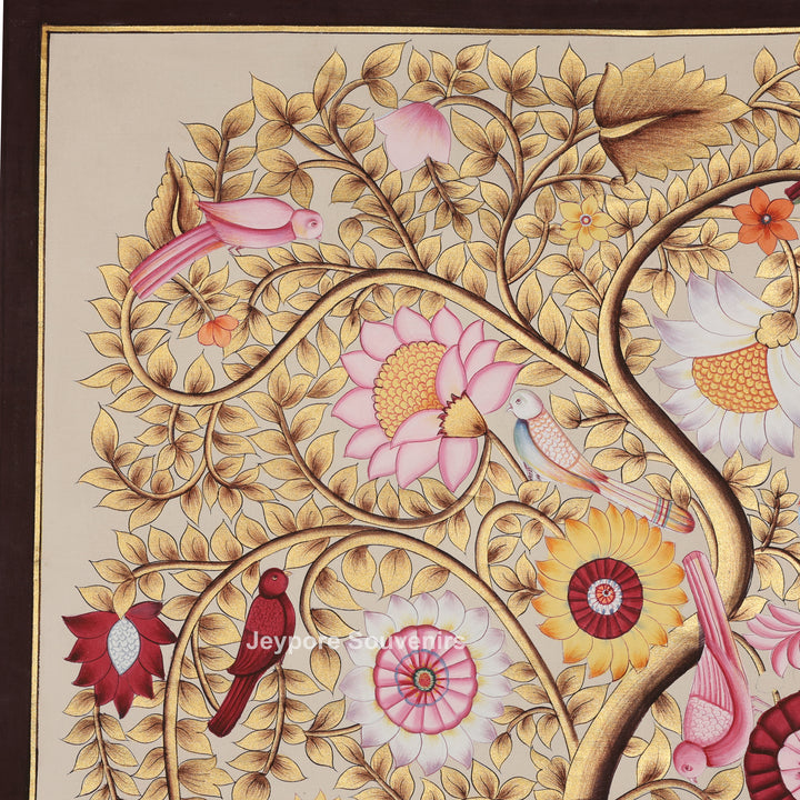 Tree of Life Featuring Birds and Peacocks - Painting