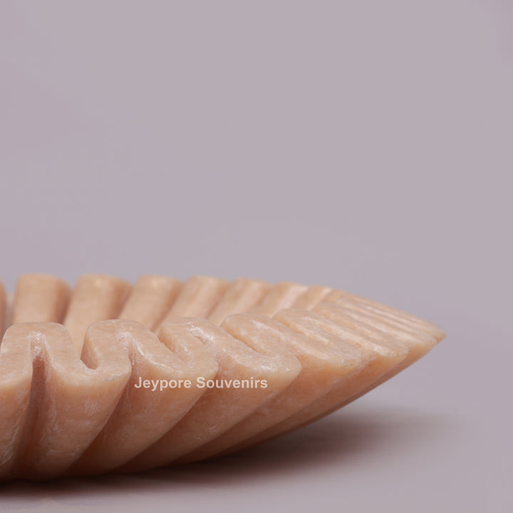 Handcrafted Peach Fluted Marble Ruffle Decorative Bowl
