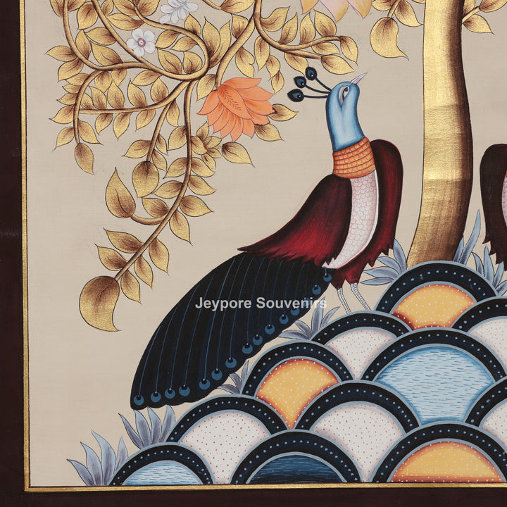 Tree of Life Featuring Birds and Peacocks - Painting