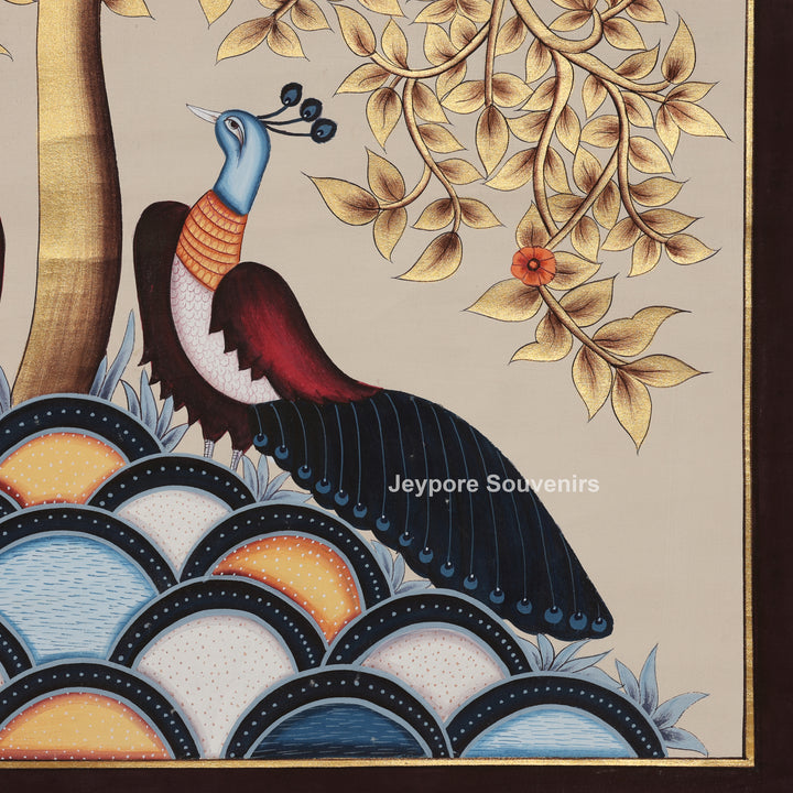 Tree of Life Featuring Birds and Peacocks - Painting