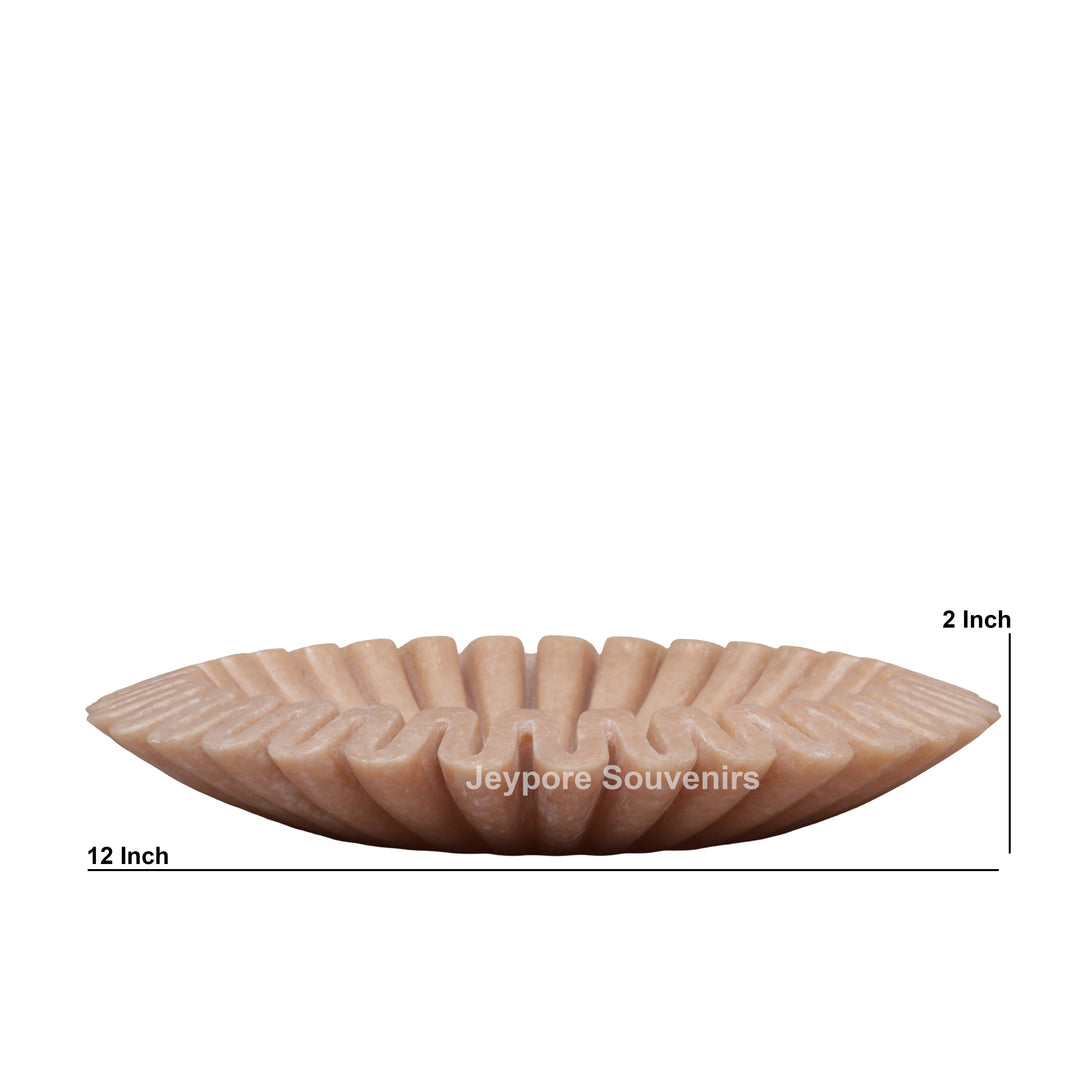 Handcrafted Peach Fluted Marble Ruffle Decorative Bowl