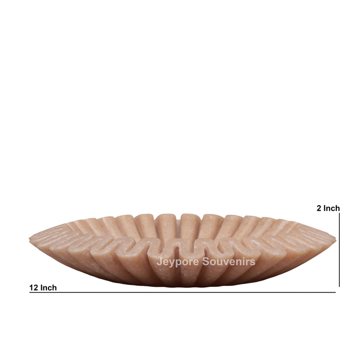 Handcrafted Peach Fluted Marble Ruffle Decorative Bowl