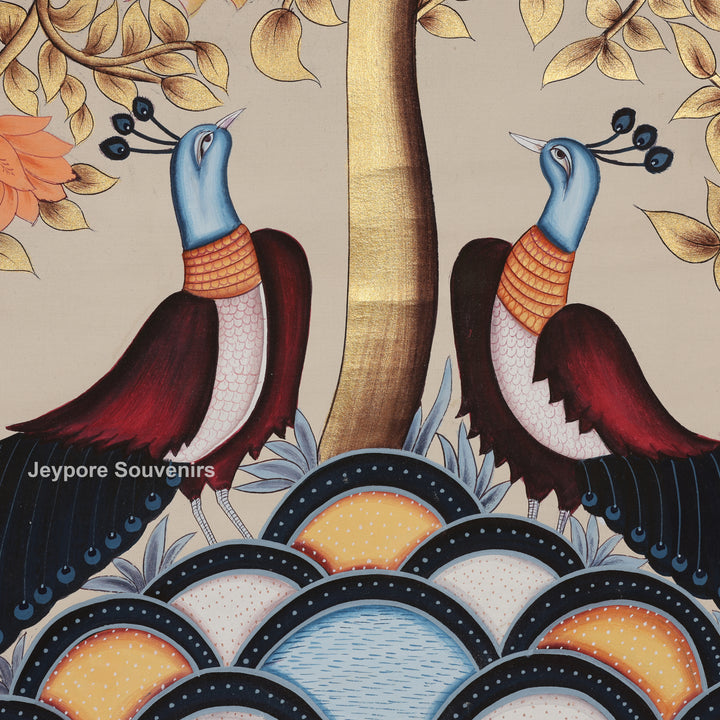 Tree of Life Featuring Birds and Peacocks - Painting