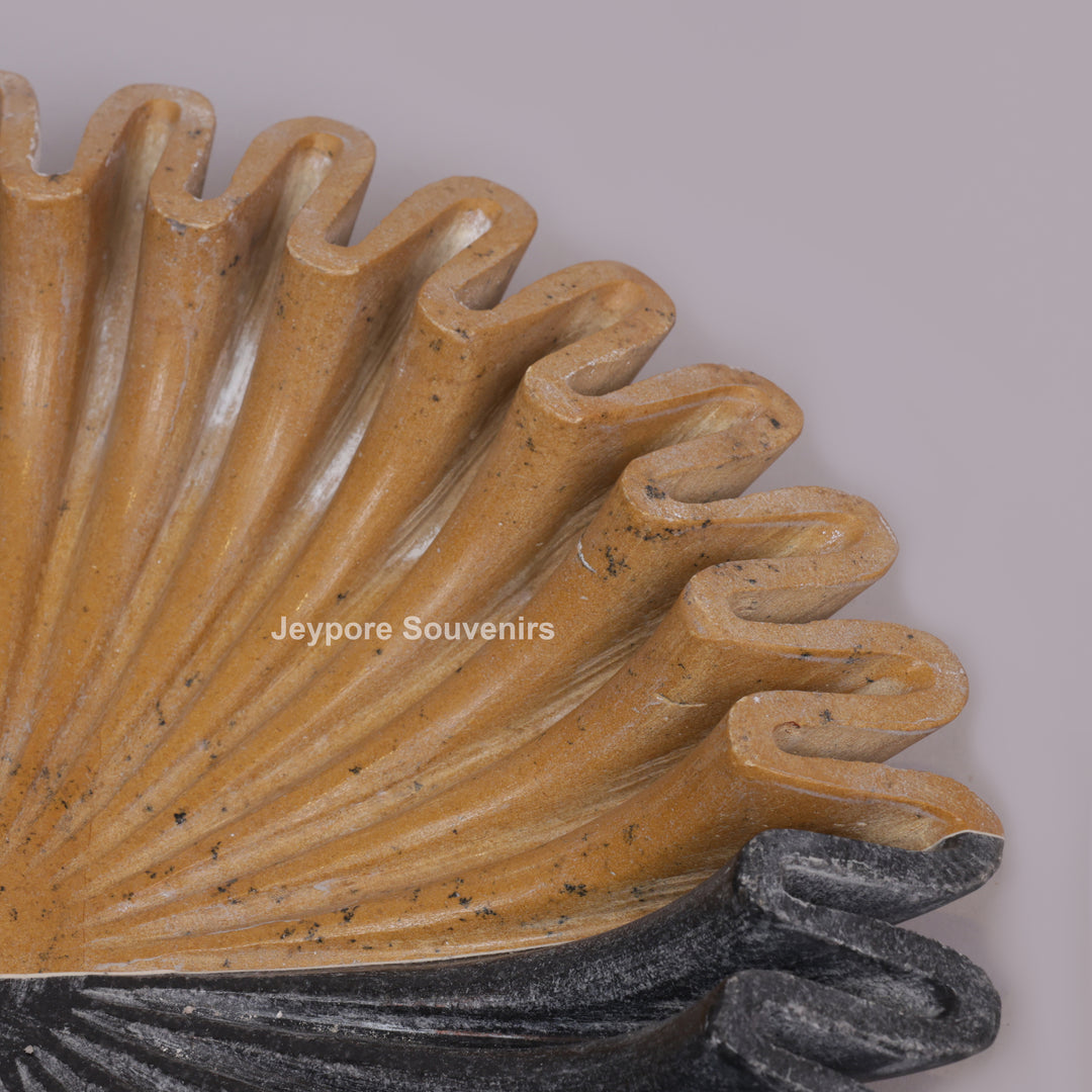 Handcrafted Black &amp; Brown Marble Ruffled Decorative Bowl