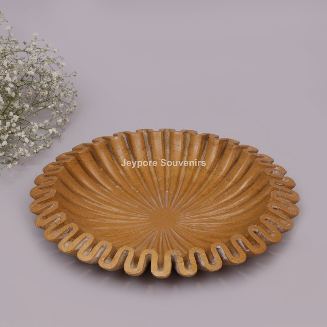 Handcrafted Jaisalmer Yellow Marble Ruffle Bowl