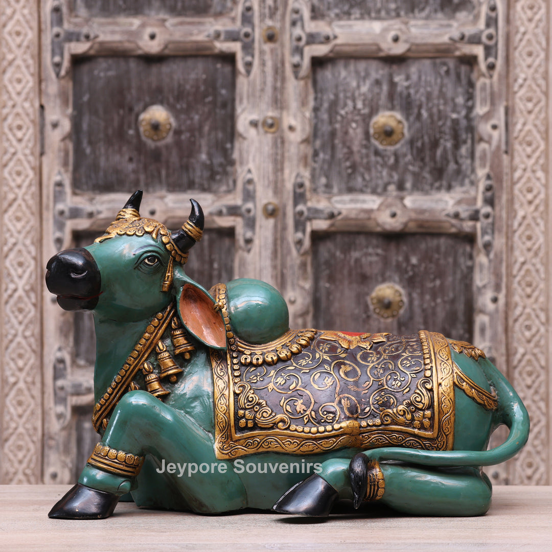 14" Handcrafted Brass Nandi Bull Statue
