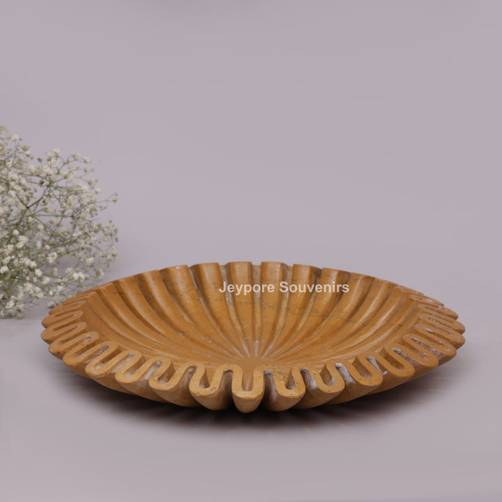 Handcrafted Jaisalmer Yellow Marble Ruffle Bowl