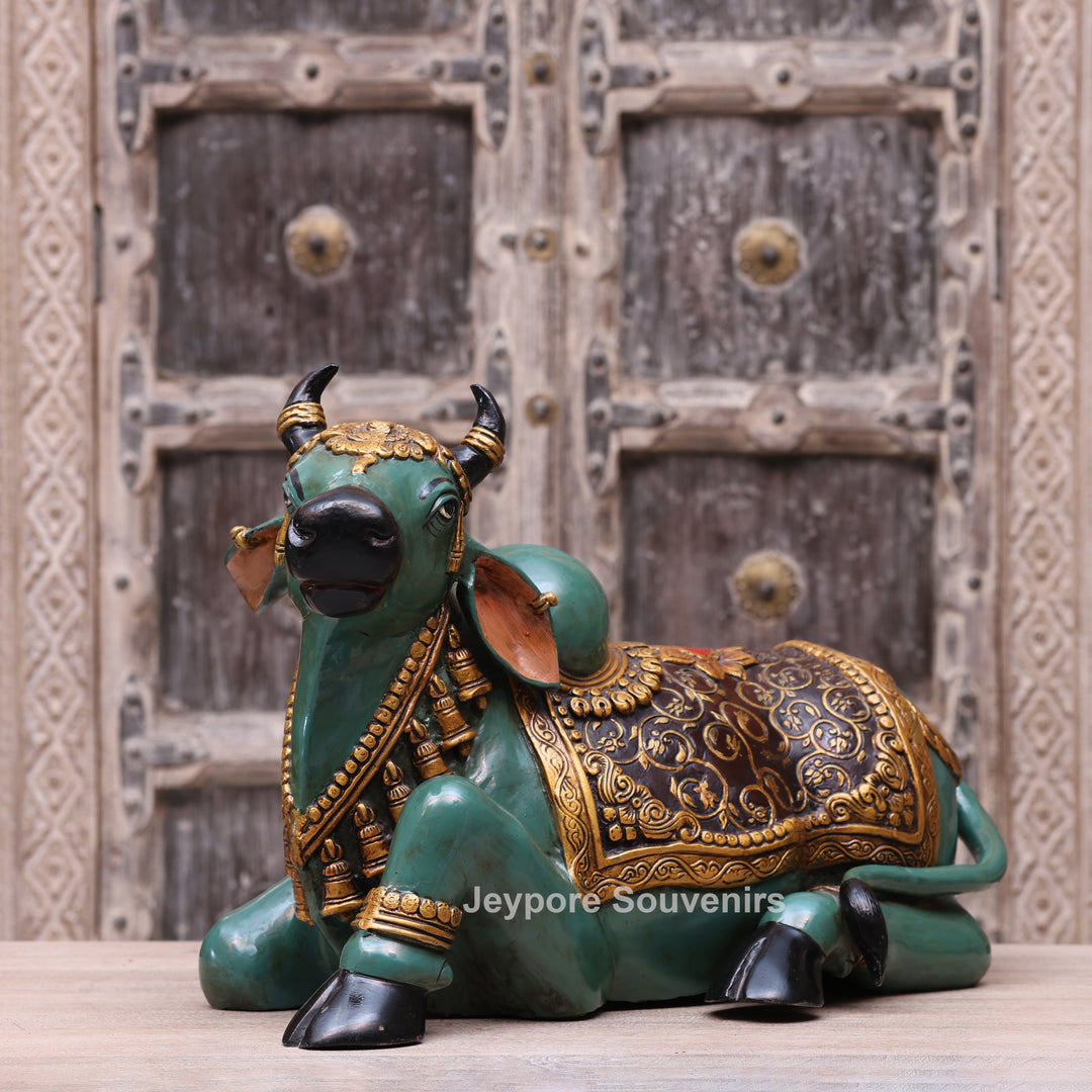 14" Handcrafted Brass Nandi Bull Statue
