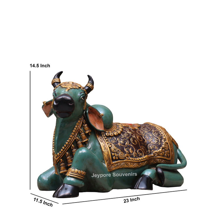 14" Handcrafted Brass Nandi Bull Statue