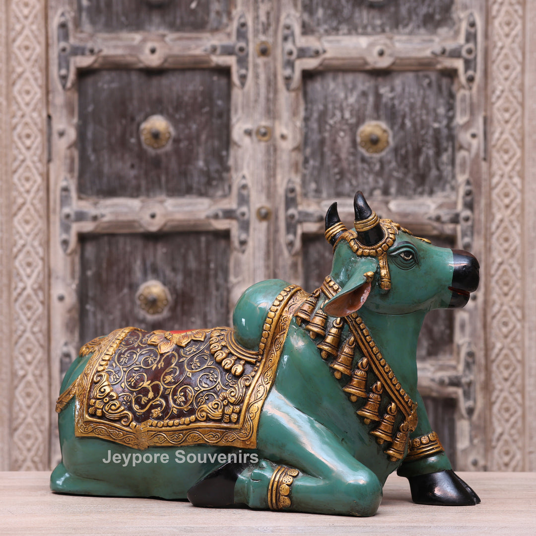 14" Handcrafted Brass Nandi Bull Statue