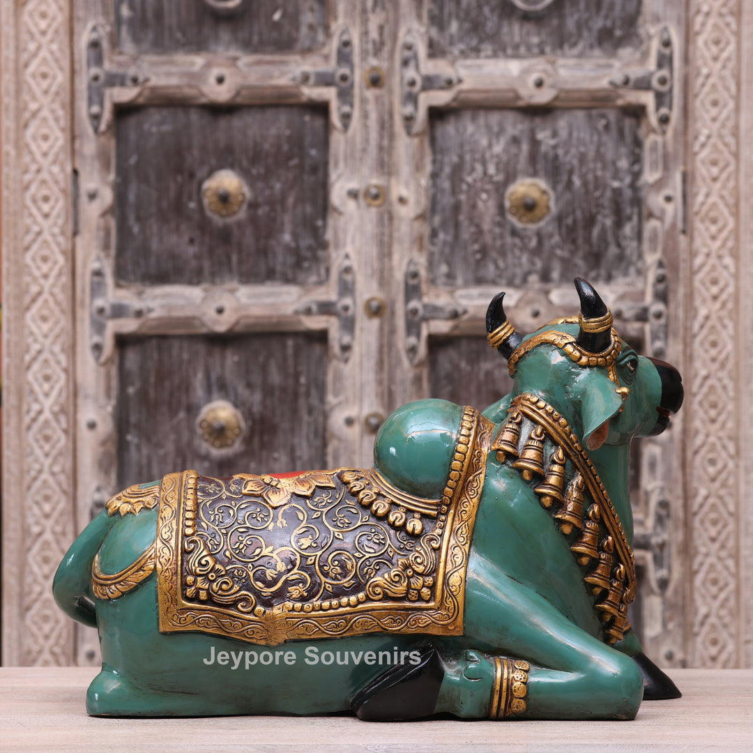 14" Handcrafted Brass Nandi Bull Statue