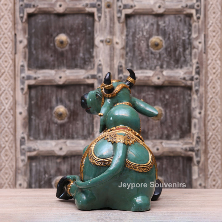14" Handcrafted Brass Nandi Bull Statue
