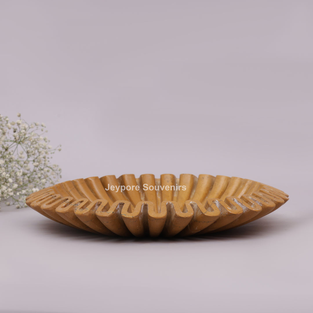 Handcrafted Jaisalmer Yellow Marble Ruffle Bowl