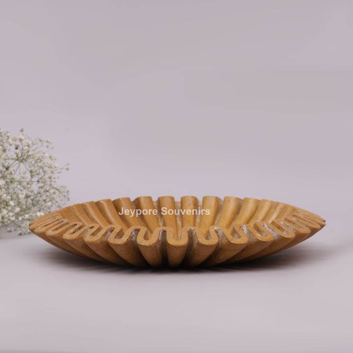 Handcrafted Jaisalmer Yellow Marble Ruffle Bowl