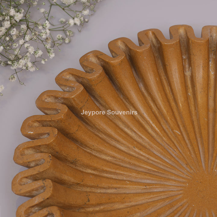 Handcrafted Jaisalmer Yellow Marble Ruffle Bowl
