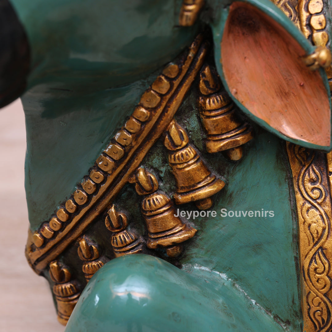 14" Handcrafted Brass Nandi Bull Statue