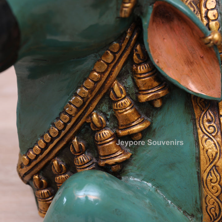 14" Handcrafted Brass Nandi Bull Statue