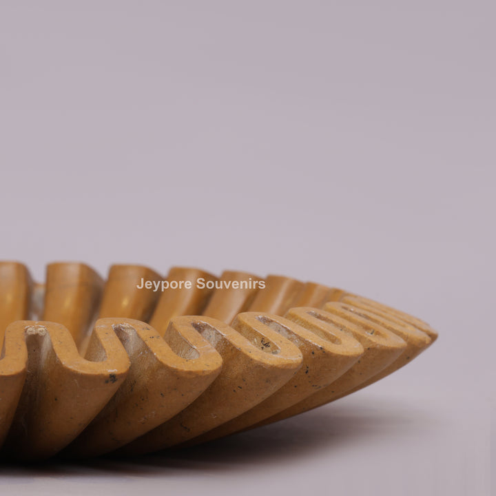 Handcrafted Jaisalmer Yellow Marble Ruffle Bowl