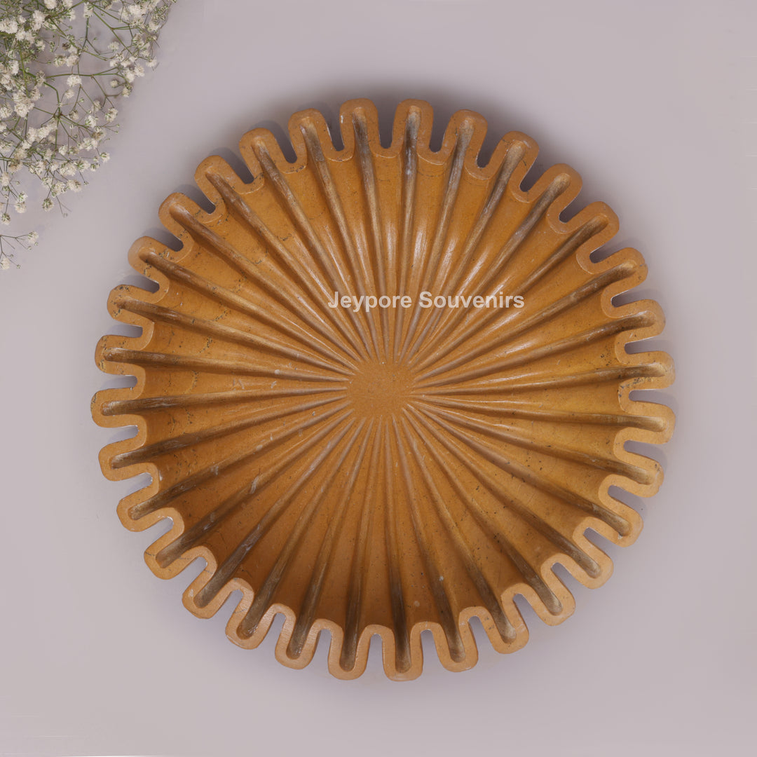Handcrafted Jaisalmer Yellow Marble Ruffle Bowl