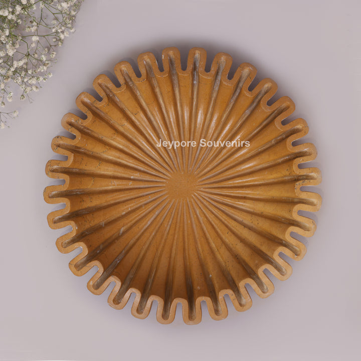 Handcrafted Jaisalmer Yellow Marble Ruffle Bowl