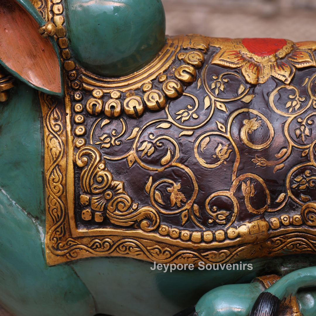 14" Handcrafted Brass Nandi Bull Statue