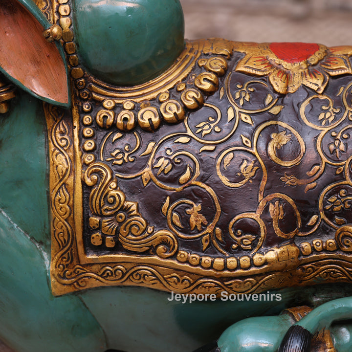 14" Handcrafted Brass Nandi Bull Statue