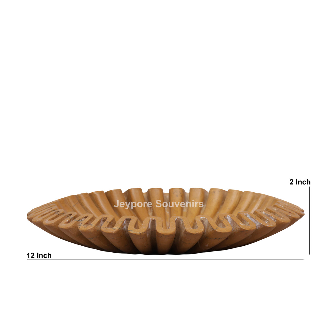 Handcrafted Jaisalmer Yellow Marble Ruffle Bowl