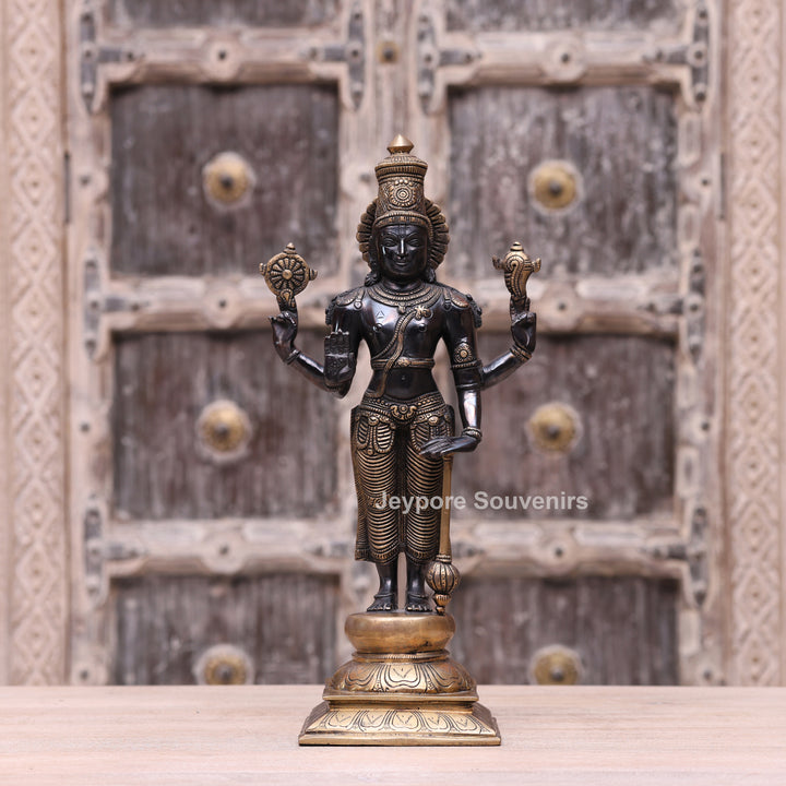 17" Handcrafted Brass Lord Vishnu Idol