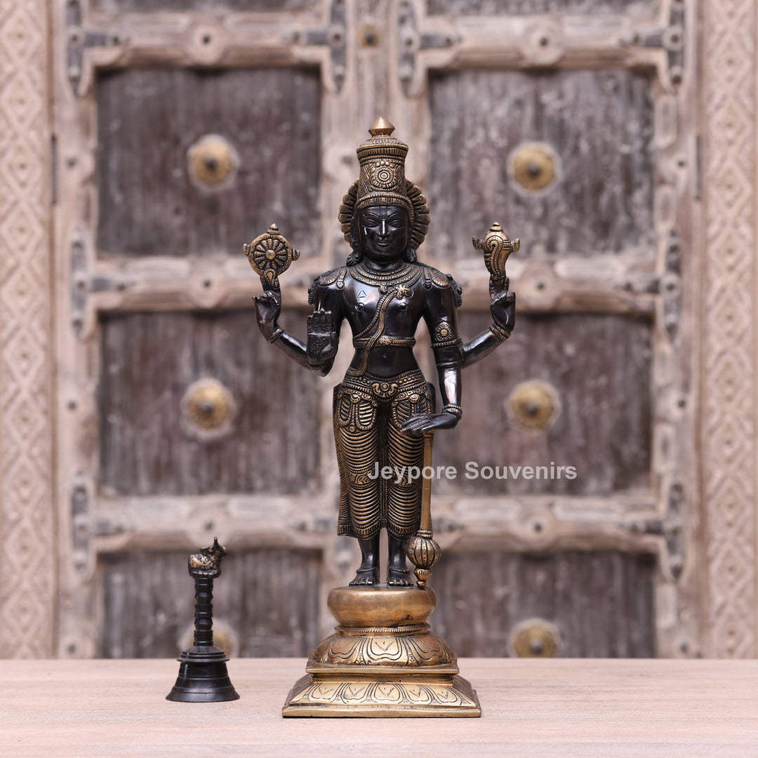 17" Handcrafted Brass Lord Vishnu Idol