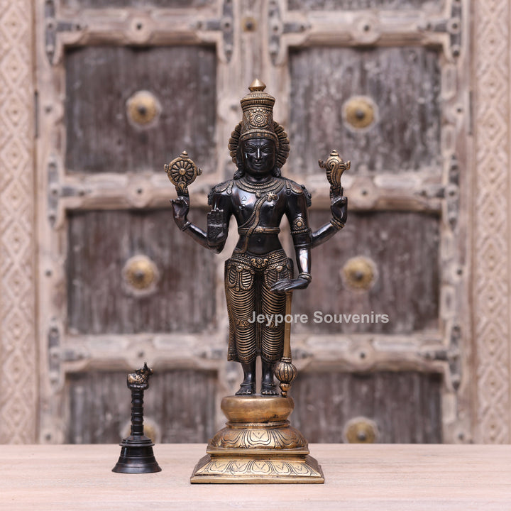 17" Handcrafted Brass Lord Vishnu Idol