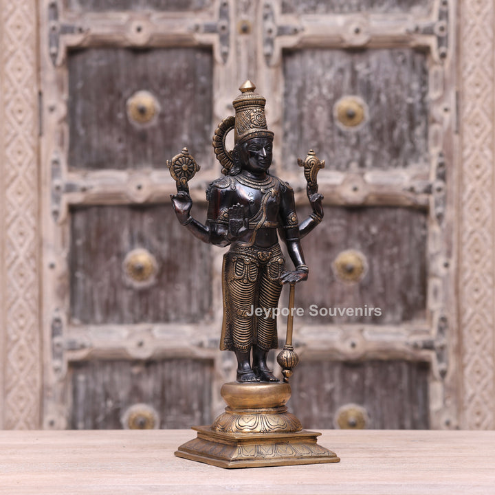 17" Handcrafted Brass Lord Vishnu Idol