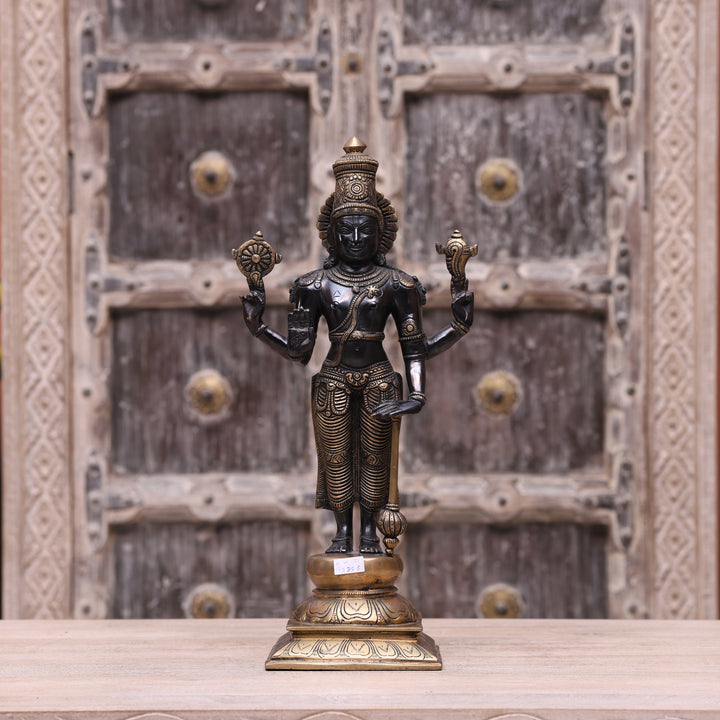 17" Handcrafted Brass Lord Vishnu Idol